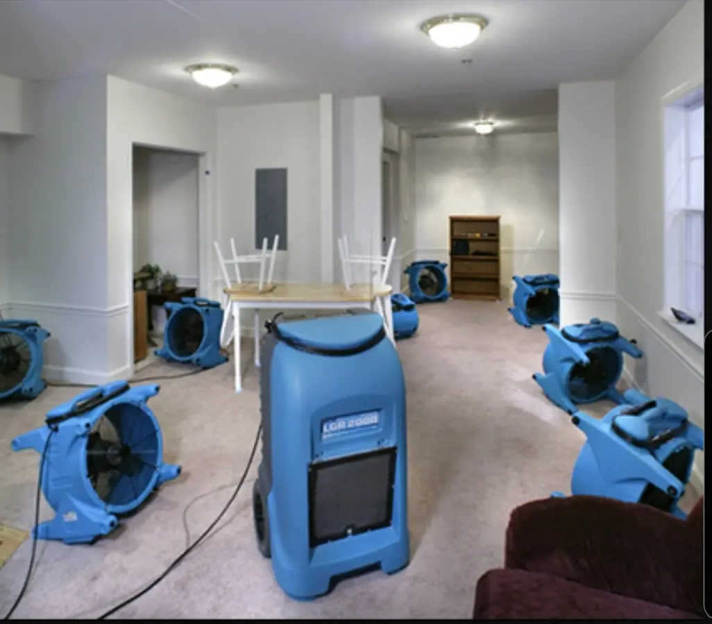 Air movers and dehumidifier setup for Water Extraction & Removal in Abbeville